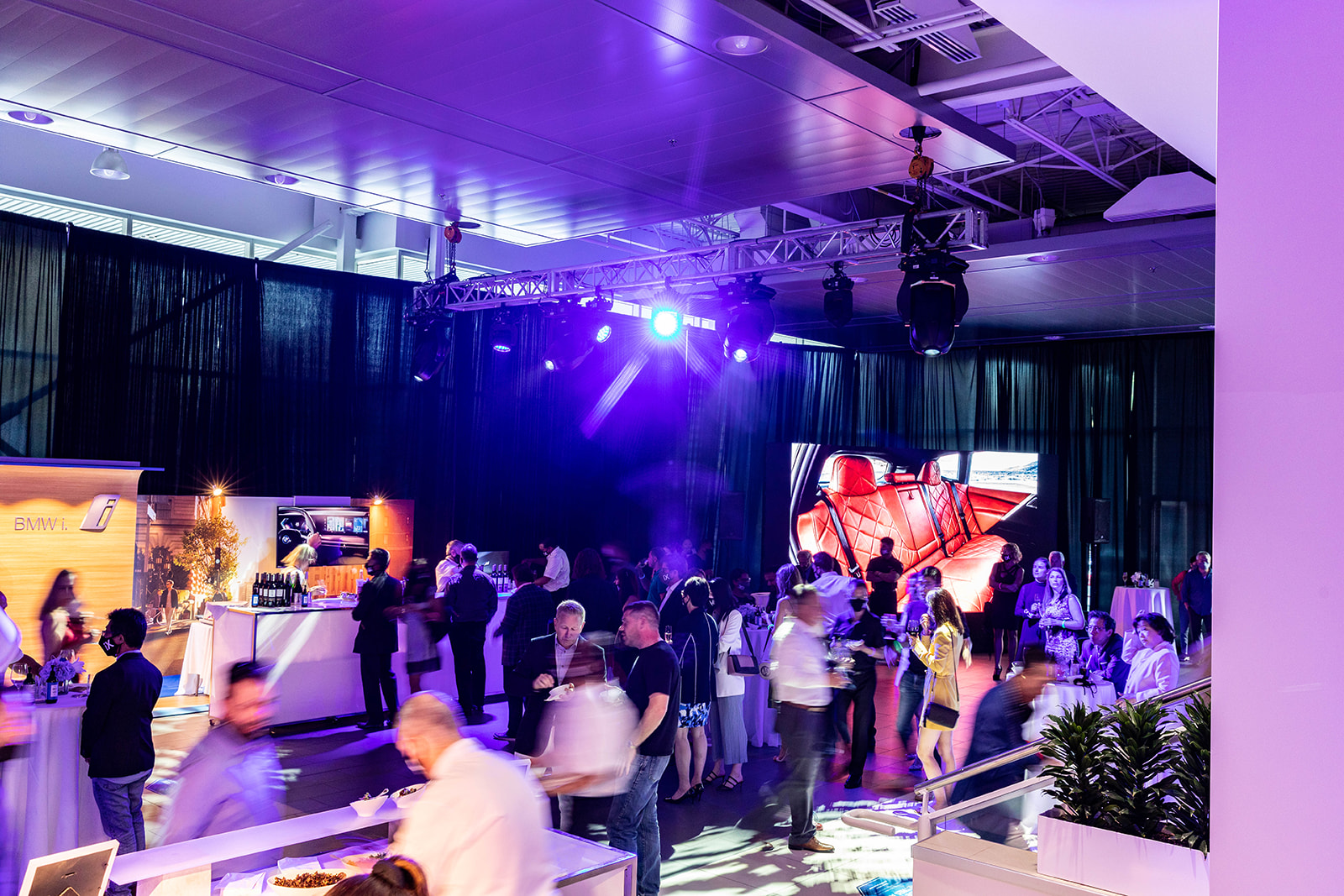 DJ Production and lighting for corporate launch events. BMW i4 model reveal in vancouver